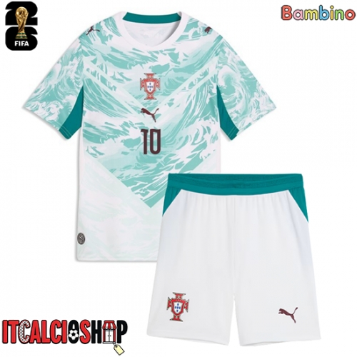 Portogallo Bernardo Silva #10 Seconda Maglia Bambino Mondiali 2026 Manica Corta (+ Pantaloni corti)